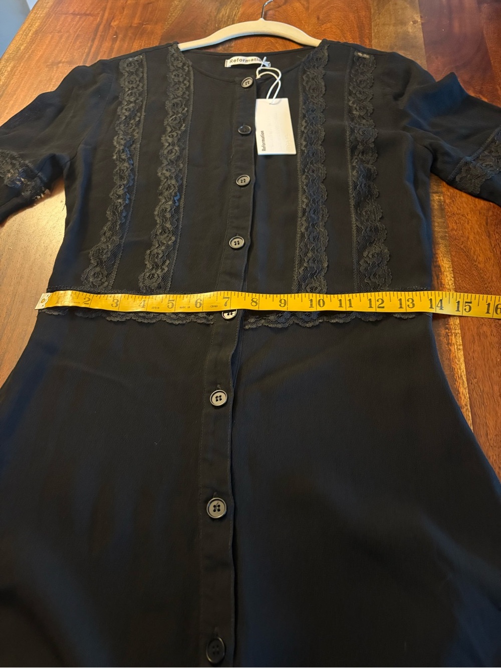 Reformation Surrey Black Lace Georgette Midi Dress Size 8 NWT (RUNS SMALL) - Picture 14 of 15